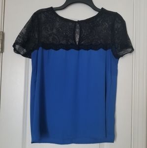 Royal blue blouse with lace
